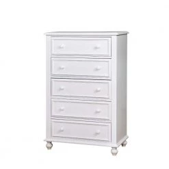White Wooden 5 Drawers Chest of Drawers 17" D x 32" W x 50" H by Benjara -Cheap Benjara Store white benjara chest of drawers bm165991 77 1000