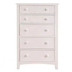 5-Drawer White Wooden Chest 18 in. L x 32 in. W x 48 in. H by Benjara
