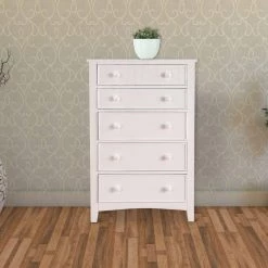 5-Drawer White Wooden Chest 18 in. L x 32 in. W x 48 in. H by Benjara -Cheap Benjara Store white benjara chest of drawers bm171570 c3 1000