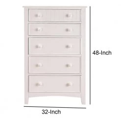 5-Drawer White Wooden Chest 18 in. L x 32 in. W x 48 in. H by Benjara -Cheap Benjara Store white benjara chest of drawers bm171570 fa 1000