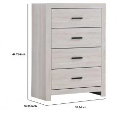 5-Drawer White Chest of Drawers with Metal Bar Pulls (44.75 in. H x 31.5 in. W x 16.25 in. L) by Benjara -Cheap Benjara Store white benjara chest of drawers bm242655 44 1000