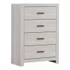 5-Drawer White Chest of Drawers with Metal Bar Pulls (44.75 in. H x 31.5 in. W x 16.25 in. L) by Benjara