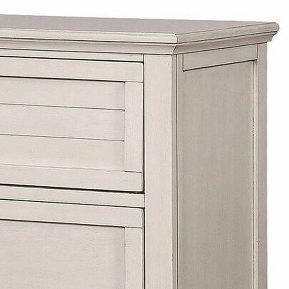 41.75 in. H x 29 in. W x 17 in. L Antique White Chest with 4-Drawers and Metal Pulls by Benjara 4 41.75 in. H x 29 in. W x 17 in. L Antique White Chest with 4-Drawers and Metal Pulls by Benjara - Image 4