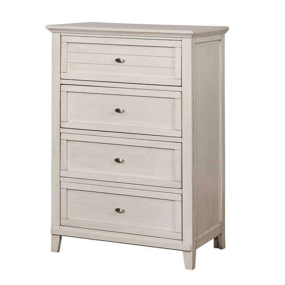 41.75 in. H x 29 in. W x 17 in. L Antique White Chest with 4-Drawers and Metal Pulls by Benjara 2 41.75 in. H x 29 in. W x 17 in. L Antique White Chest with 4-Drawers and Metal Pulls by Benjara - Image 2