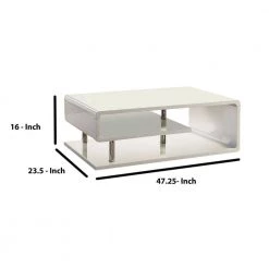 Ninove 48 in. White Large Rectangle Wood Coffee Table with Shelf by Benjara -Cheap Benjara Store white benjara coffee tables bm123078 1f 1000