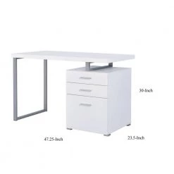 Superb 30 in. H White Metal Office Desk with Reversible Set Up by Benjara -Cheap Benjara Store white benjara computer desks bm156249 44 1000