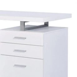 Superb 30 in. H White Metal Office Desk with Reversible Set Up by Benjara -Cheap Benjara Store white benjara computer desks bm156249 4f 1000