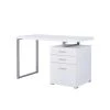 Superb 30 in. H White Metal Office Desk with Reversible Set Up by Benjara