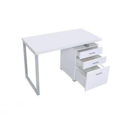 Superb 30 in. H White Metal Office Desk with Reversible Set Up by Benjara -Cheap Benjara Store white benjara computer desks bm156249 c3 1000