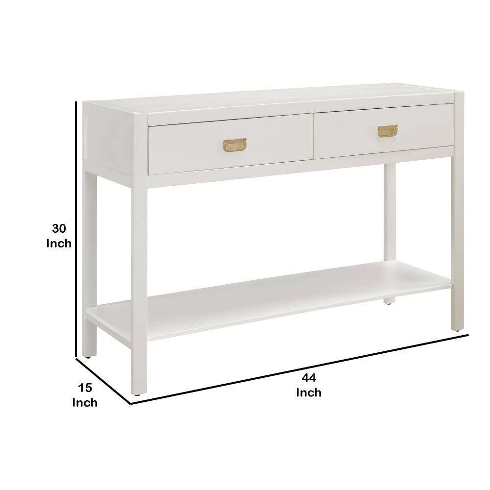 44 in. White Standard Rectangle Wood Console Table with 2-Drawers by Benjara 7 44 in. White Standard Rectangle Wood Console Table with 2-Drawers by Benjara - Image 7