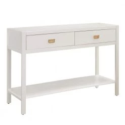 44 in. White Standard Rectangle Wood Console Table with 2-Drawers by Benjara
