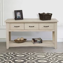 55 in. White Standard Rectangle Wood Console Table with 3-Drawers by Benjara -Cheap Benjara Store white benjara console tables bm178128 31 1000