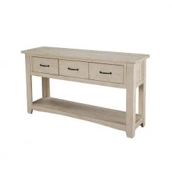 55 in. White Standard Rectangle Wood Console Table with 3-Drawers by Benjara