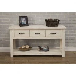 55 in. White Standard Rectangle Wood Console Table with 3-Drawers by Benjara -Cheap Benjara Store white benjara console tables bm178128 c3 1000