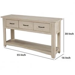 55 in. White Standard Rectangle Wood Console Table with 3-Drawers by Benjara -Cheap Benjara Store white benjara console tables bm178128 fa 1000