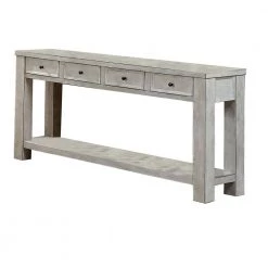64 in. White Standard Rectangle Wood Console Table with 4-Drawers by Benjara