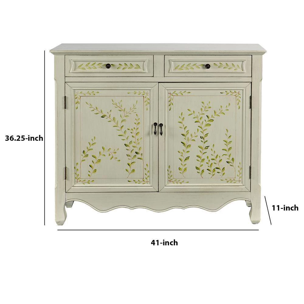 41 in. White Standard Rectangle Wood Console Table with 2-Drawers by Benjara 5 41 in. White Standard Rectangle Wood Console Table with 2-Drawers by Benjara - Image 5