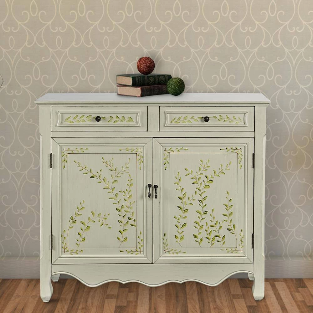 41 in. White Standard Rectangle Wood Console Table with 2-Drawers by Benjara 6 41 in. White Standard Rectangle Wood Console Table with 2-Drawers by Benjara - Image 6