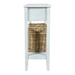 17 in. Washed Gray Wooden Rectangle Console Table with 2-Drawers and 2 Rattan Baskets by Benjara 11 17 in. Washed Gray Wooden Rectangle Console Table with 2-Drawers and 2 Rattan Baskets by Benjara -Cheap Benjara Store white benjara console tables bm269788 1f 1000