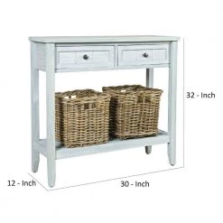 17 in. Washed Gray Wooden Rectangle Console Table with 2-Drawers and 2 Rattan Baskets by Benjara 12 17 in. Washed Gray Wooden Rectangle Console Table with 2-Drawers and 2 Rattan Baskets by Benjara -Cheap Benjara Store white benjara console tables bm269788 44 1000