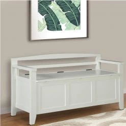 Transitional Style 46 in. W White Wooden Bench with Lift Top Seat by Benjara -Cheap Benjara Store white benjara dining benches bm207197 31 1000