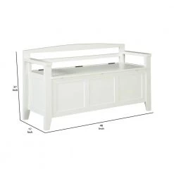 Transitional Style 46 in. W White Wooden Bench with Lift Top Seat by Benjara -Cheap Benjara Store white benjara dining benches bm207197 44 1000