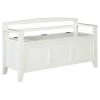 Transitional Style 46 in. W White Wooden Bench with Lift Top Seat by Benjara
