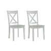White Wooden Dining Chair with X Shaped Back (Set of 2) by Benjara