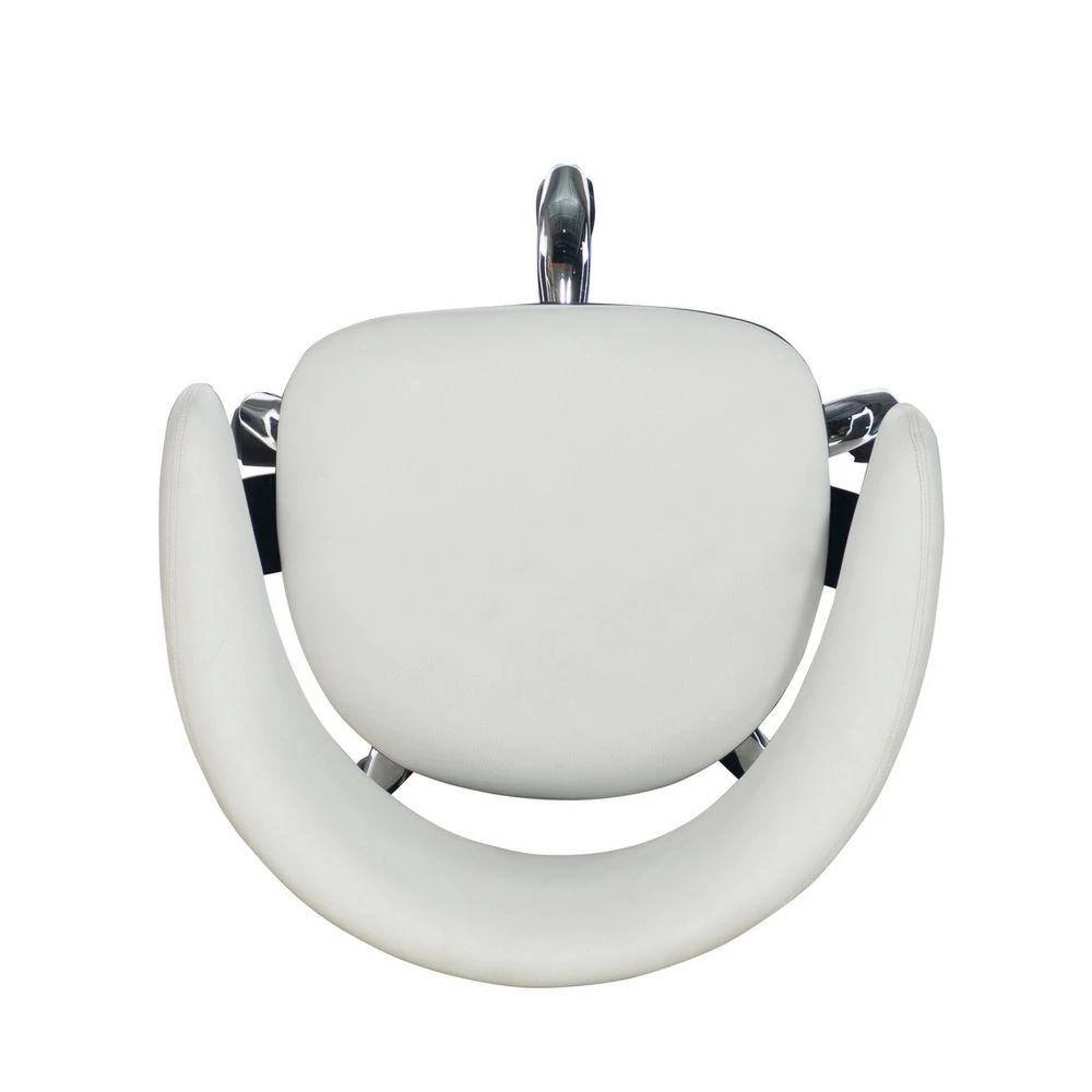 White Leatherette Bucket Seat Drafting Desk Chair with Casters by Benjara 3 White Leatherette Bucket Seat Drafting Desk Chair with Casters by Benjara - Image 3