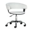 White Leatherette Bucket Seat Drafting Desk Chair with Casters by Benjara