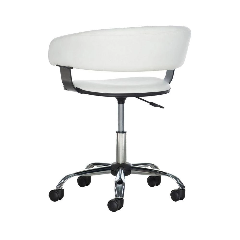 White Leatherette Bucket Seat Drafting Desk Chair with Casters by Benjara 2 White Leatherette Bucket Seat Drafting Desk Chair with Casters by Benjara - Image 2