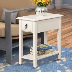 23 in.Smart Looking White Side Table by Benjara -Cheap Benjara Store white benjara end side tables bm157268 fa 1000