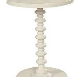 17 in. W White Round Wooden Side Table with Turned Base by Benjara -Cheap Benjara Store white benjara end side tables bm157294 1f 1000