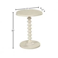 17 in. W White Round Wooden Side Table with Turned Base by Benjara -Cheap Benjara Store white benjara end side tables bm157294 40 1000