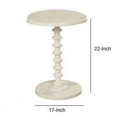 17 in. W White Round Wooden Side Table with Turned Base by Benjara -Cheap Benjara Store white benjara end side tables bm157294 44 1000