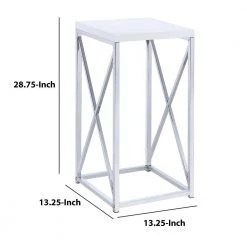 Fine Looking White and Silver Metal Accent Table by Benjara -Cheap Benjara Store white benjara end side tables bm160189 44 1000