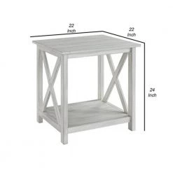22 in. W White 1-Open Shelf Wooden End Table with X Shaped Accents by Benjara -Cheap Benjara Store white benjara end side tables bm239762 44 1000