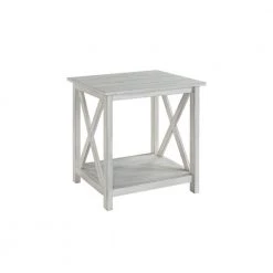 22 in. W White 1-Open Shelf Wooden End Table with X Shaped Accents by Benjara