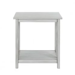 22 in. W White 1-Open Shelf Wooden End Table with X Shaped Accents by Benjara -Cheap Benjara Store white benjara end side tables bm239762 c3 1000