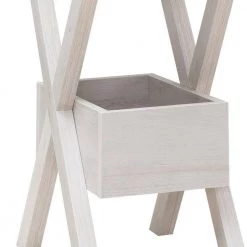 20 in. Oak White Square Wooden Side End Table with Box Shelf and Crossed Legs by Benjara 11 20 in. Oak White Square Wooden Side End Table with Box Shelf and Crossed Legs by Benjara -Cheap Benjara Store white benjara end side tables bm279742 1f 1000