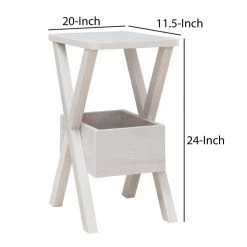 20 in. Oak White Square Wooden Side End Table with Box Shelf and Crossed Legs by Benjara 12 20 in. Oak White Square Wooden Side End Table with Box Shelf and Crossed Legs by Benjara -Cheap Benjara Store white benjara end side tables bm279742 44 1000