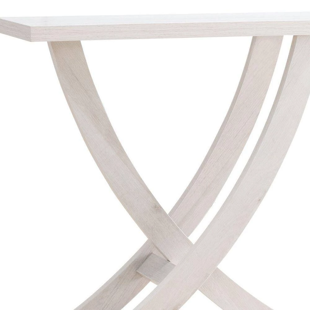 31.25 in. Wood White Oak Modern Rectangular Wooden Console Sofa Side Table with Artisan Curved Legs by Benjara 5 31.25 in. Wood White Oak Modern Rectangular Wooden Console Sofa Side Table with Artisan Curved Legs by Benjara - Image 5