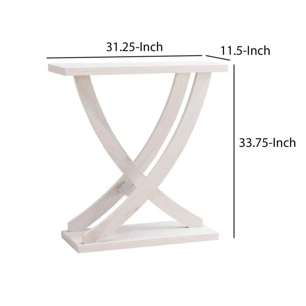 31.25 in. Wood White Oak Modern Rectangular Wooden Console Sofa Side Table with Artisan Curved Legs by Benjara 6 31.25 in. Wood White Oak Modern Rectangular Wooden Console Sofa Side Table with Artisan Curved Legs by Benjara - Image 6