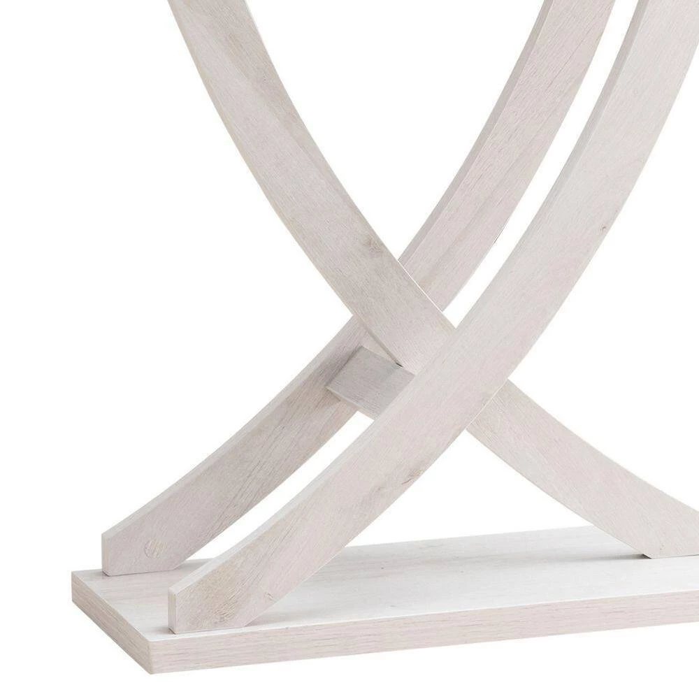 31.25 in. Wood White Oak Modern Rectangular Wooden Console Sofa Side Table with Artisan Curved Legs by Benjara 3 31.25 in. Wood White Oak Modern Rectangular Wooden Console Sofa Side Table with Artisan Curved Legs by Benjara - Image 3