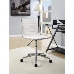 Contemporary White Polyurethane Seat Polyester Mid Back Desk Chair by Benjara 15 Contemporary White Polyurethane Seat Polyester Mid Back Desk Chair by Benjara -Cheap Benjara Store white benjara executive chairs bm159081 31 1000