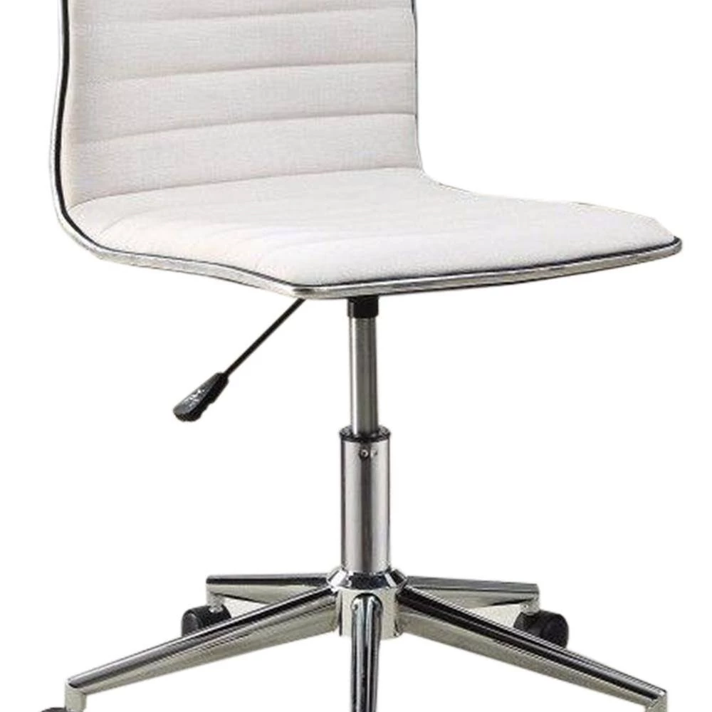 Contemporary White Polyurethane Seat Polyester Mid Back Desk Chair by Benjara 5 Contemporary White Polyurethane Seat Polyester Mid Back Desk Chair by Benjara - Image 5