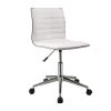 Contemporary White Polyurethane Seat Polyester Mid Back Desk Chair by Benjara
