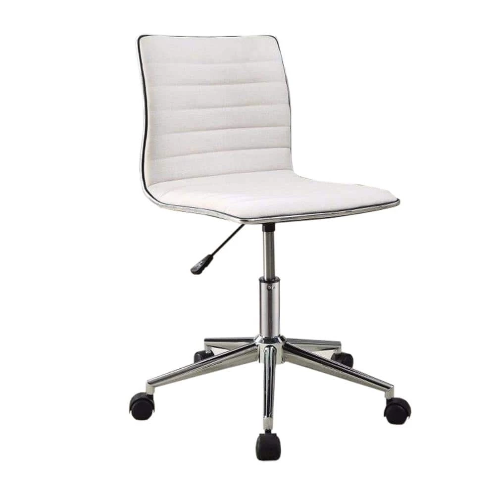 Contemporary White Polyurethane Seat Polyester Mid Back Desk Chair by Benjara 1 Contemporary White Polyurethane Seat Polyester Mid Back Desk Chair by Benjara