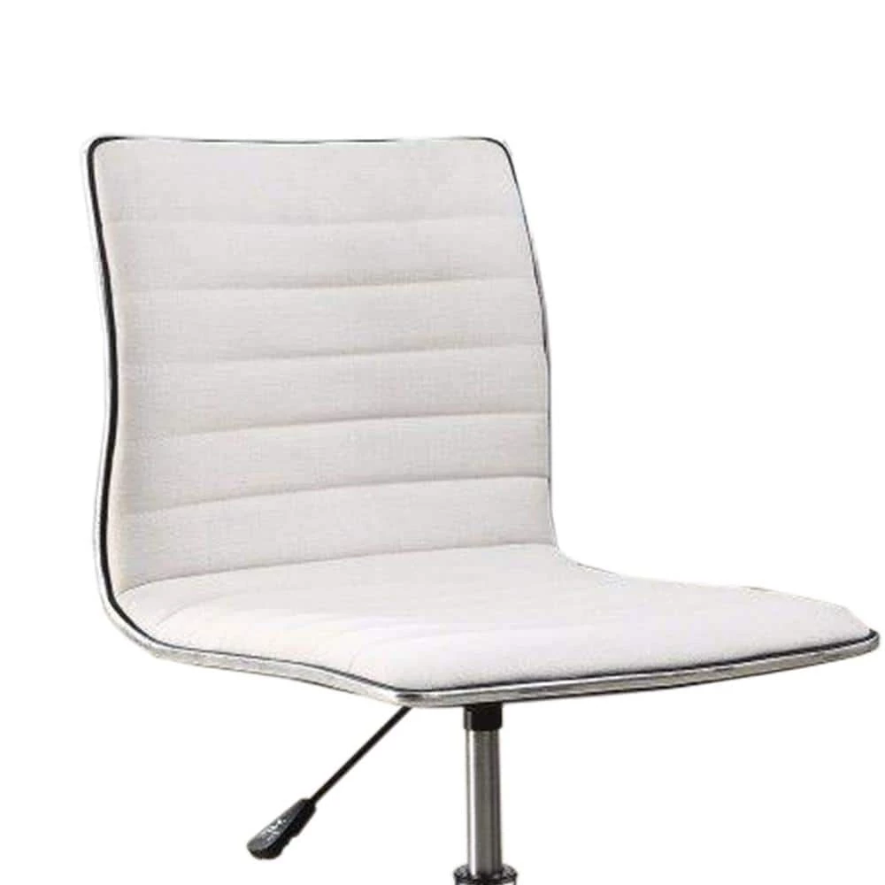 Contemporary White Polyurethane Seat Polyester Mid Back Desk Chair by Benjara 4 Contemporary White Polyurethane Seat Polyester Mid Back Desk Chair by Benjara - Image 4