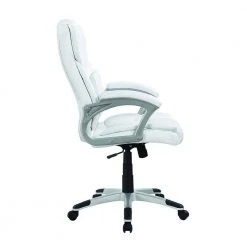 Contemporary 43 in. White Leather Executive High Back Chair by Benjara -Cheap Benjara Store white benjara executive chairs bm159125 44 1000